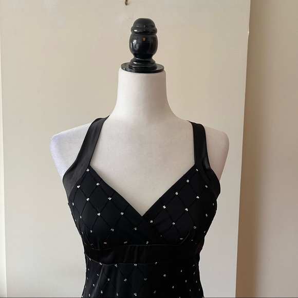 Vintage Dresses & Skirts - Vintage 90s Y2K black semi formal halter dress slip dress glitter